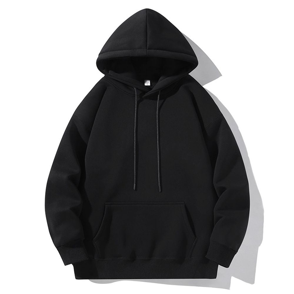 Retro Street Solid Color Hooded Sweatshirt Winter Thickened Loose Outfit Jacket