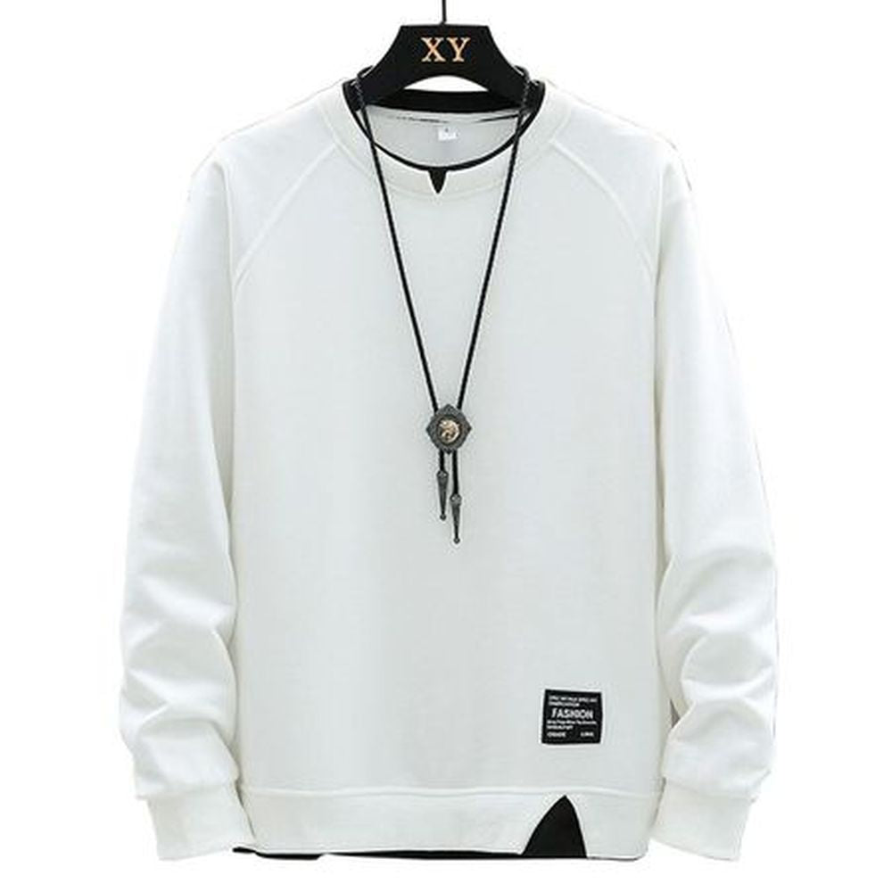 Round Neck Hoodie Long Sleeve T-Shirt Top for Men