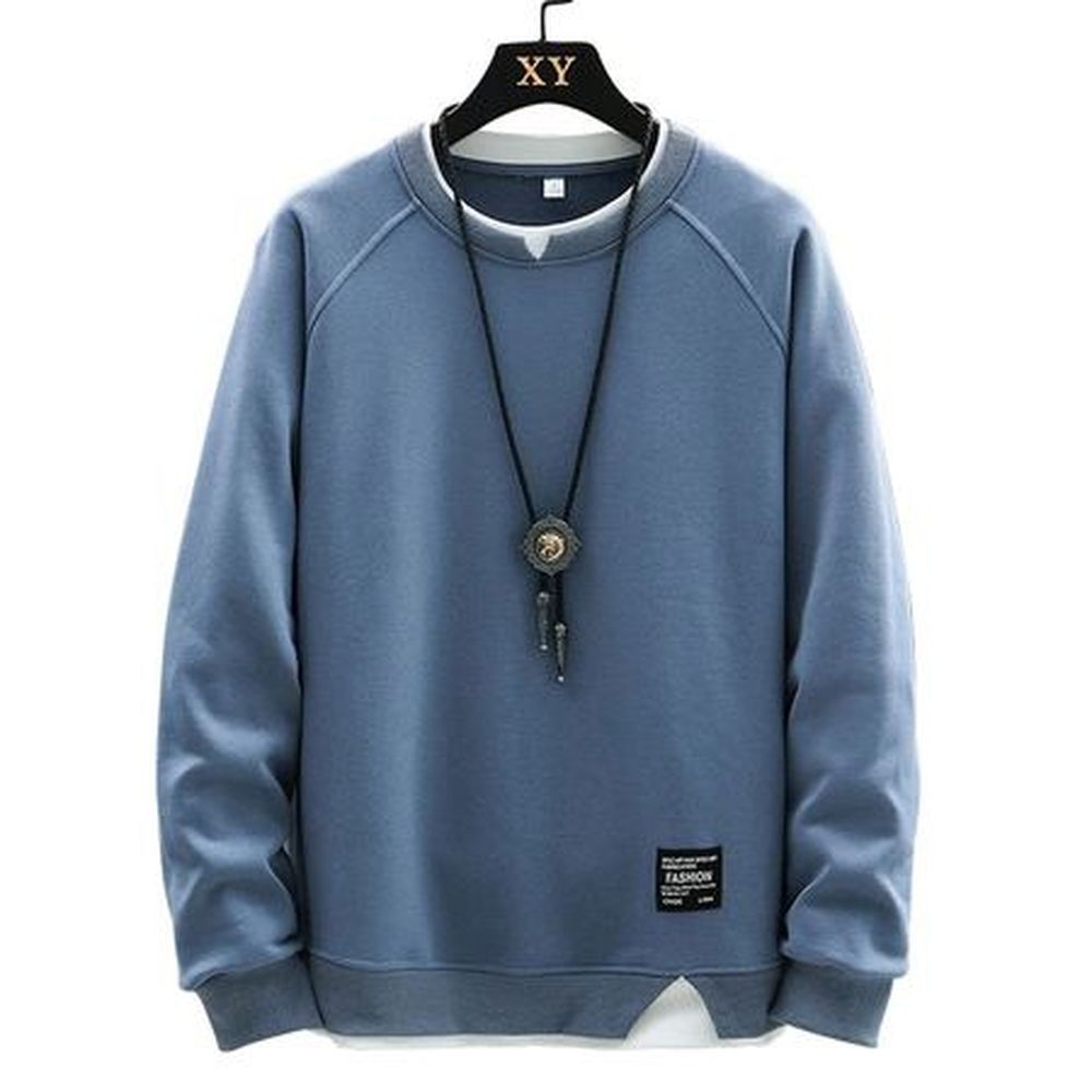 Round Neck Hoodie Long Sleeve T-Shirt Top for Men