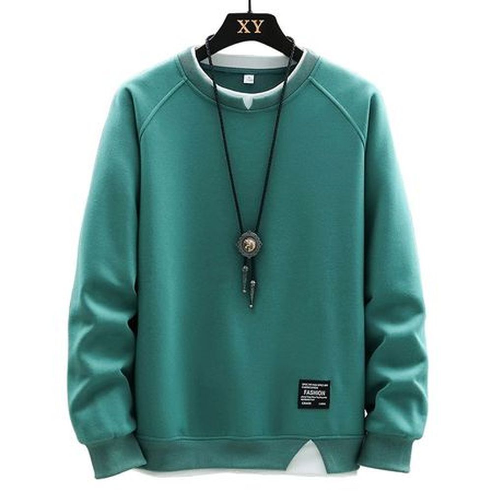 Round Neck Hoodie Long Sleeve T-Shirt Top for Men
