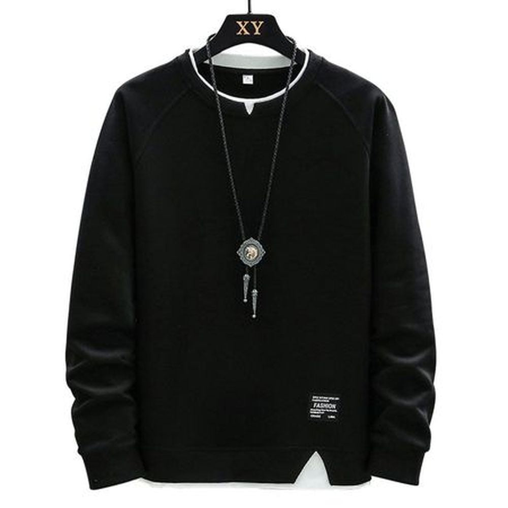 Round Neck Hoodie Long Sleeve T-Shirt Top for Men